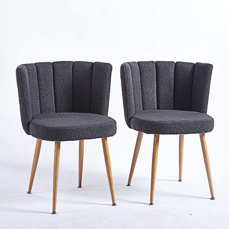 Ebern Designs Modern Accent Chair(Set Of 2 ) With Iron Tube Wood Colour